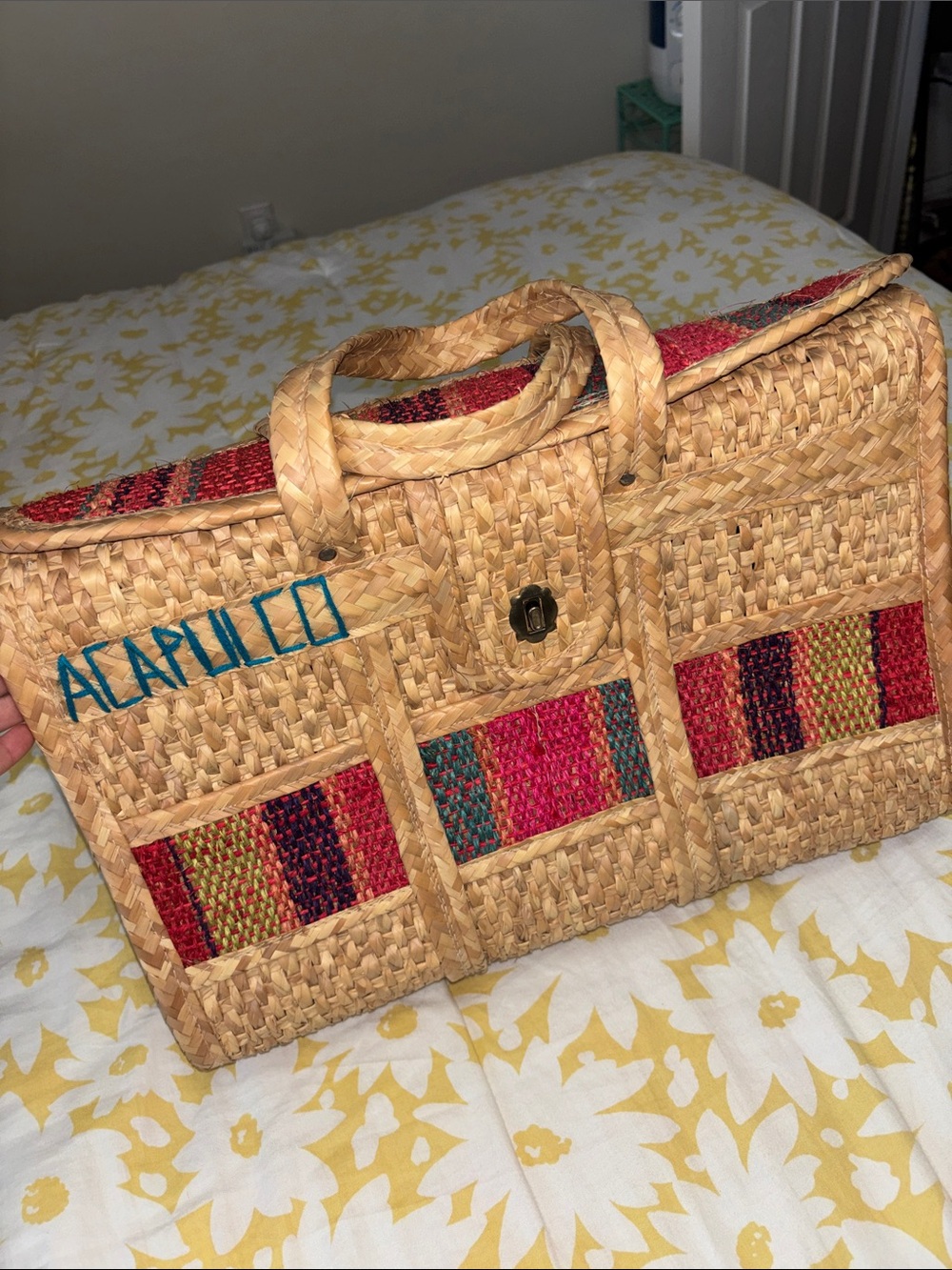 Vintage Acapulco Woven Straw Travel Tote